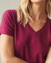 Women's Classic Cotton V-Neck Tee - Beet Red